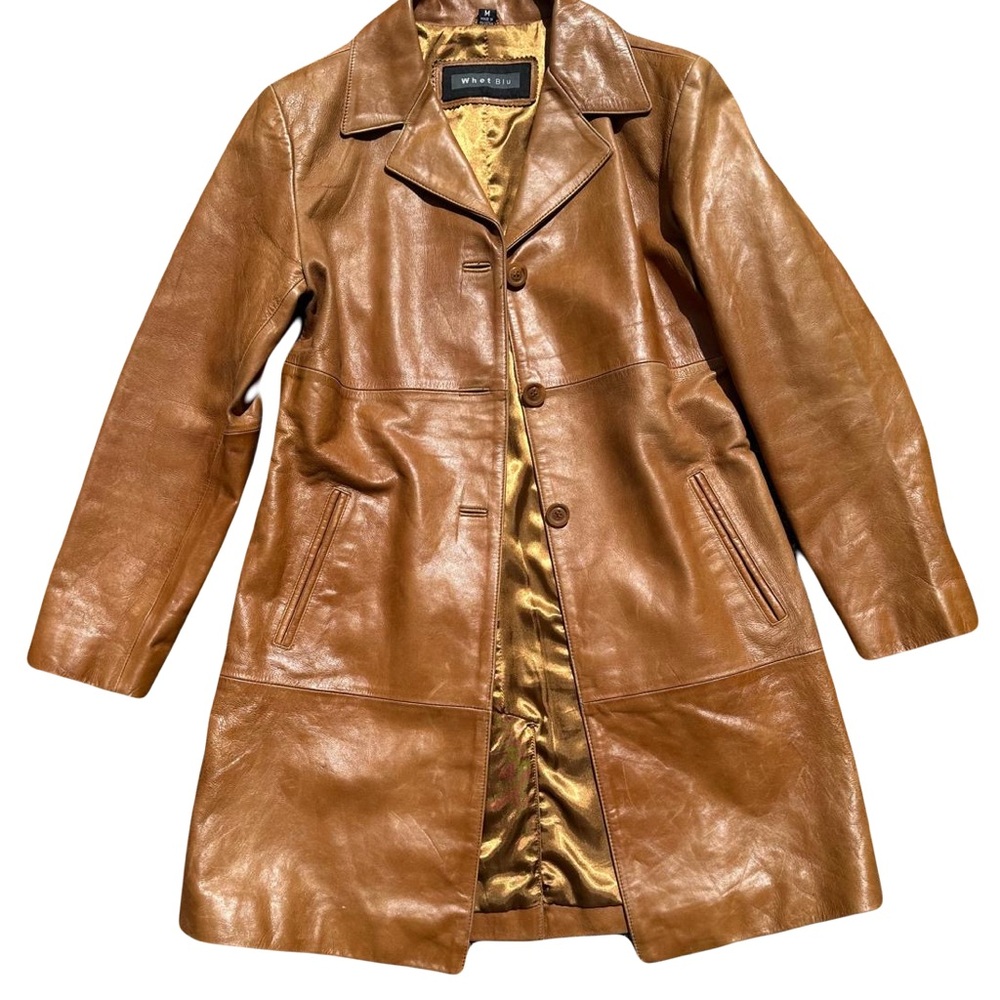 Vintage Whet Blu NYC Tan Leather Coat Jacket